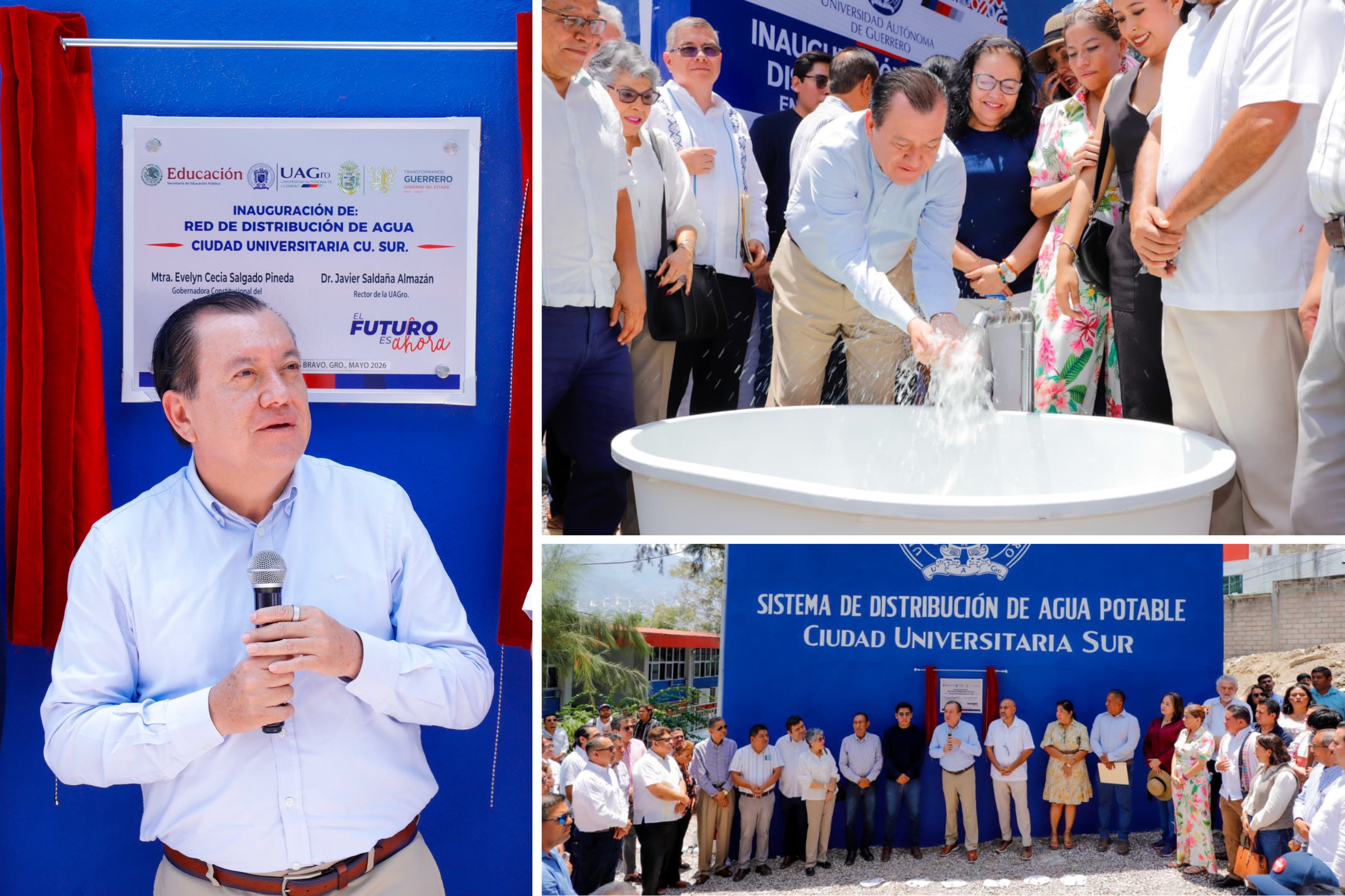 RECTOR JAVIER SALDAÑA INAUGURA MODERNA RED DE DISTRIBUCIÓN DE AGUA EN CIUDAD UNIVERSITARIA SUR 