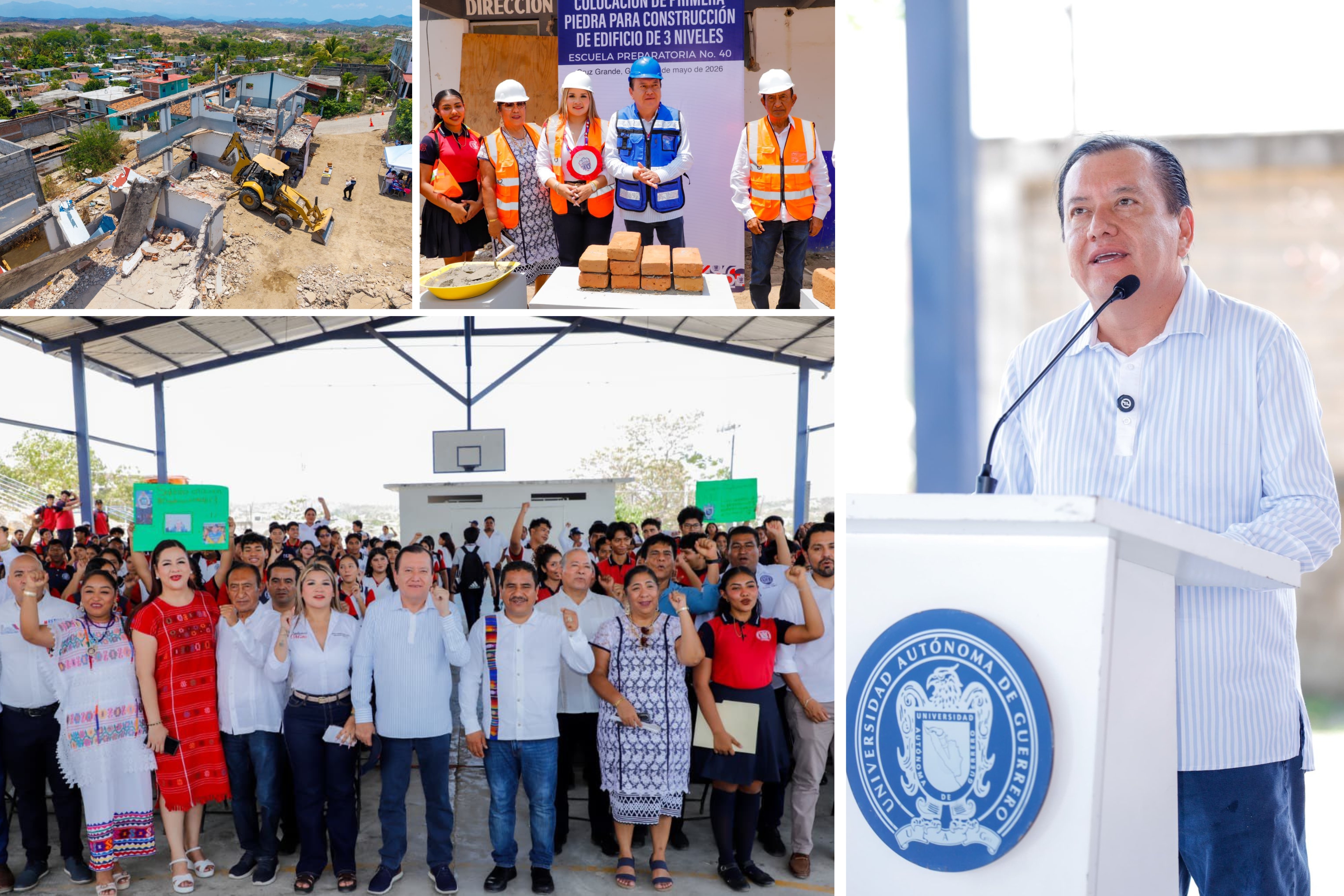 EL RECTOR JAVIER SALDAÑA COLOCA LA PRIMERA PIEDRA DE UN EDIFICIO DE TRES NIVELES EN LA PREPARATORIA 40 CON UNA INVERSIÓN DE 13.5 MDP 
