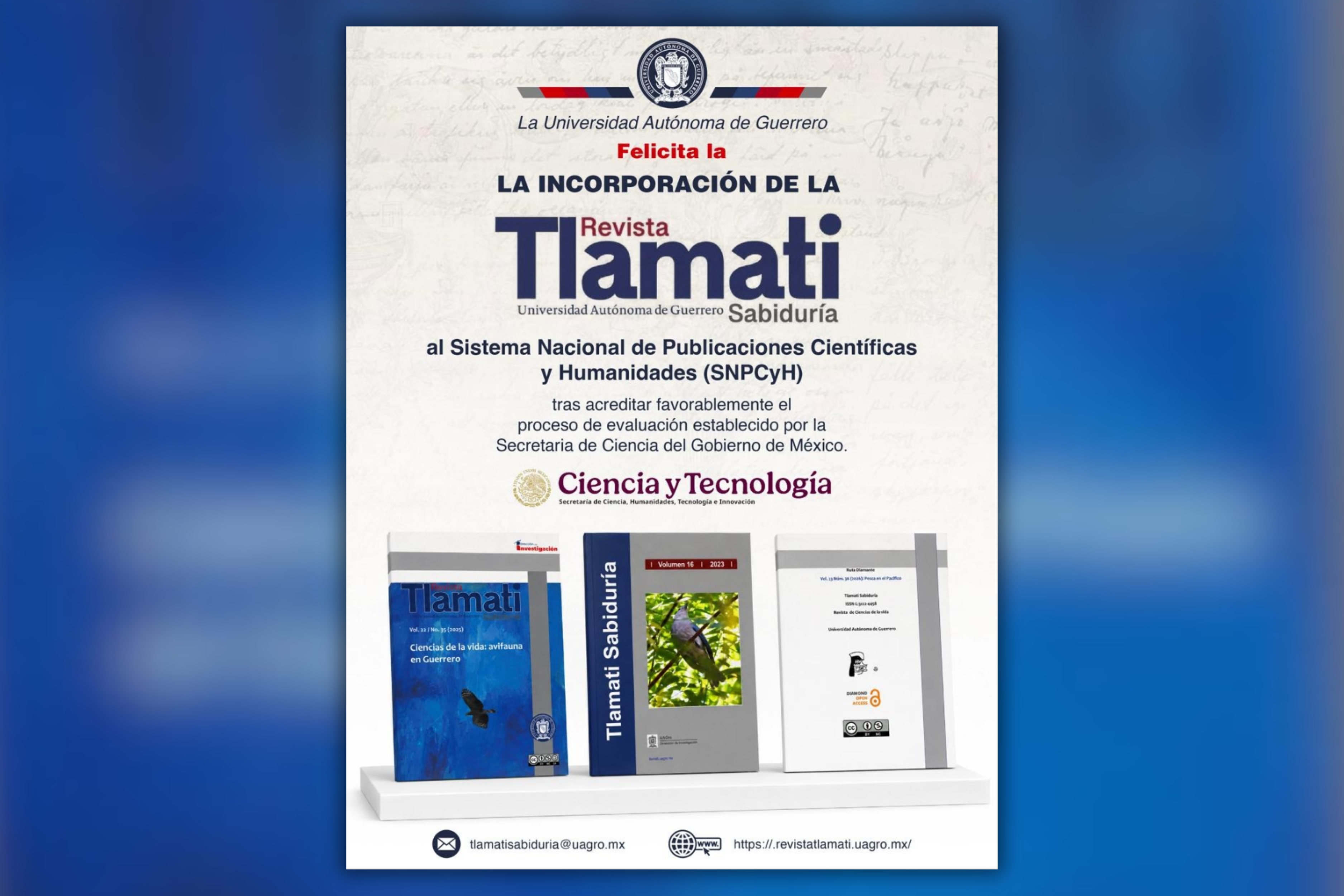REVISTA TLAMATI SABIDURÍA DE LA UAGRO INGRESA AL SISTEMA NACIONAL DE PUBLICACIONES CIENTÍFICAS Y HUMANÍSTICAS