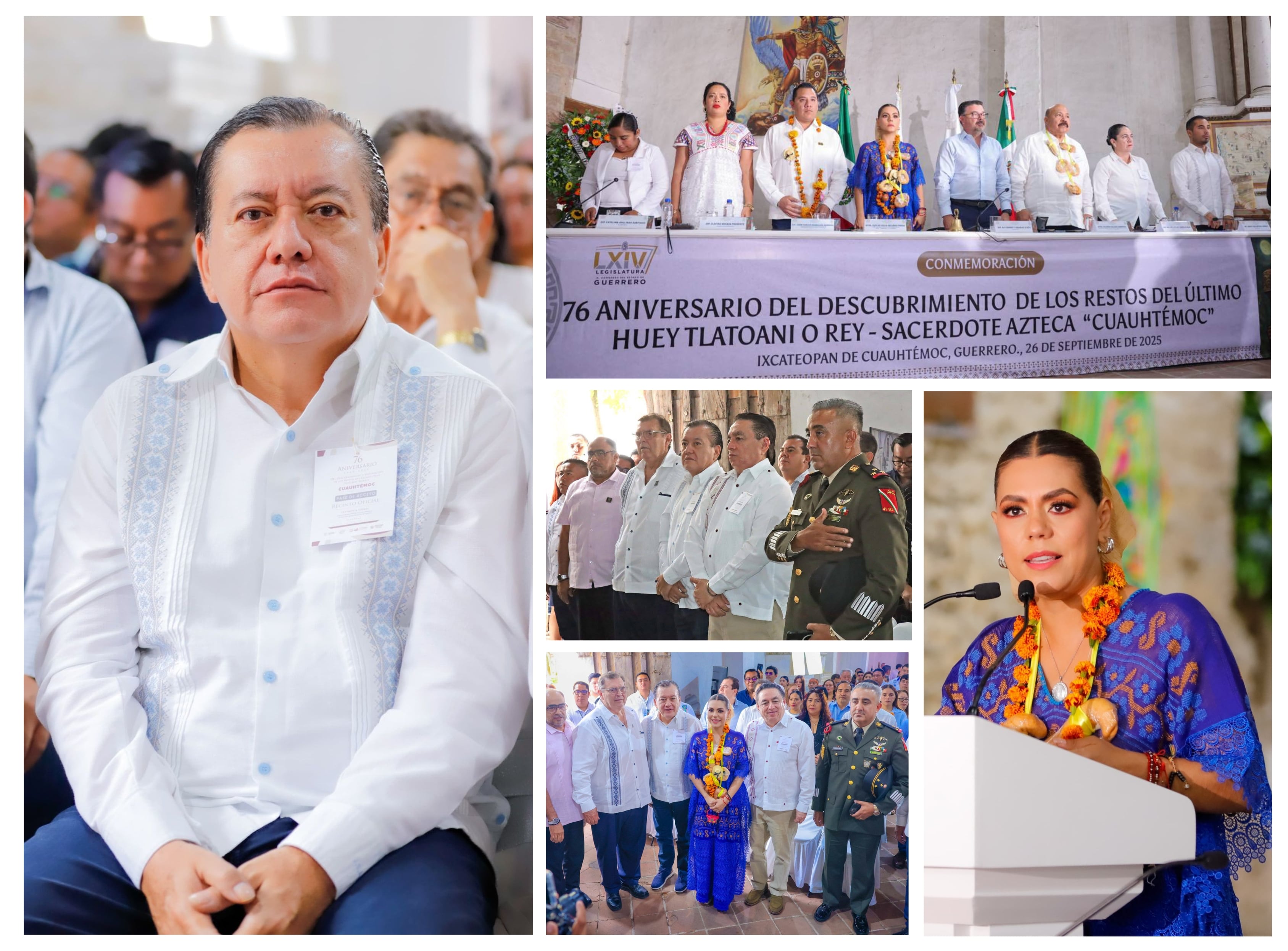 EL RECTOR JAVIER SALDAÑA ACOMPAÑA AL CONGRESO Y A LA GOBERNADORA EN LA CONMEMORACIÓN DEL HALLAZGO DE LOS RESTOS DEL EMPERADOR CUAUHTÉMOC EN IXCATEOPAN