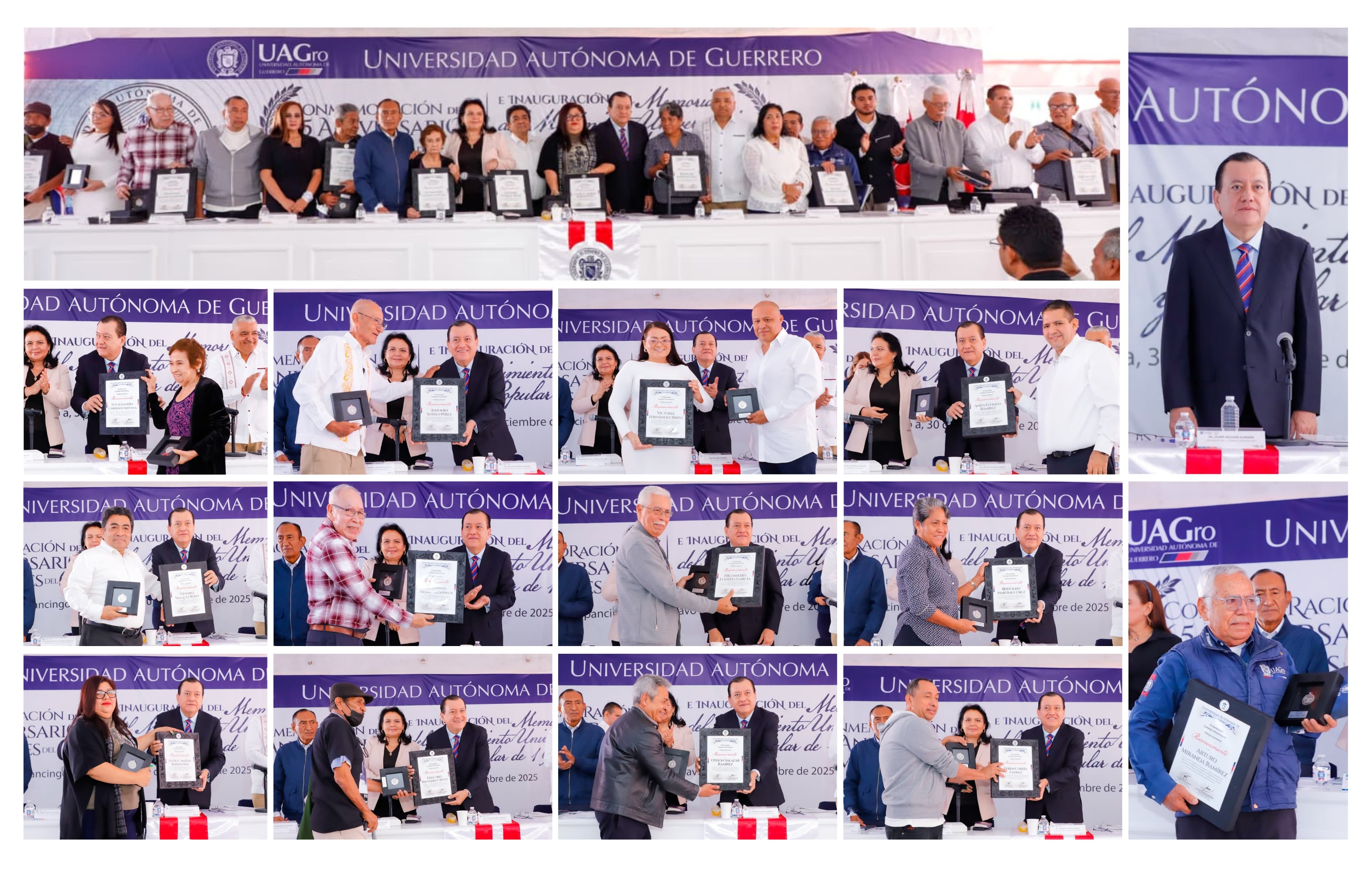 LA UAGRO RECONOCE LEGADO DE LUCIO CABAÑAS, GENARO VÁZQUEZ, OTHÓN SALAZAR Y 13 LUCHADORES SOCIALES GUERRERENSES  